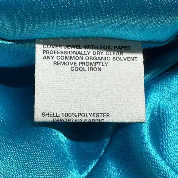 Vintage Jessica McClintock Gunne Sax Dress 5 6 Blue Halter Satin Maxi Y2K Formal - Picture 9 of 10